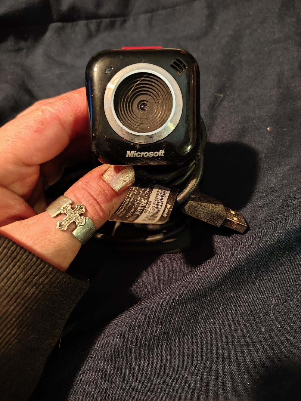 Microsoft black USB webcam with silver lens ring For Sale!